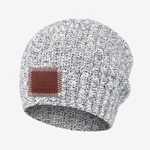 Love Your Melon navy speckled beanie with tan patch